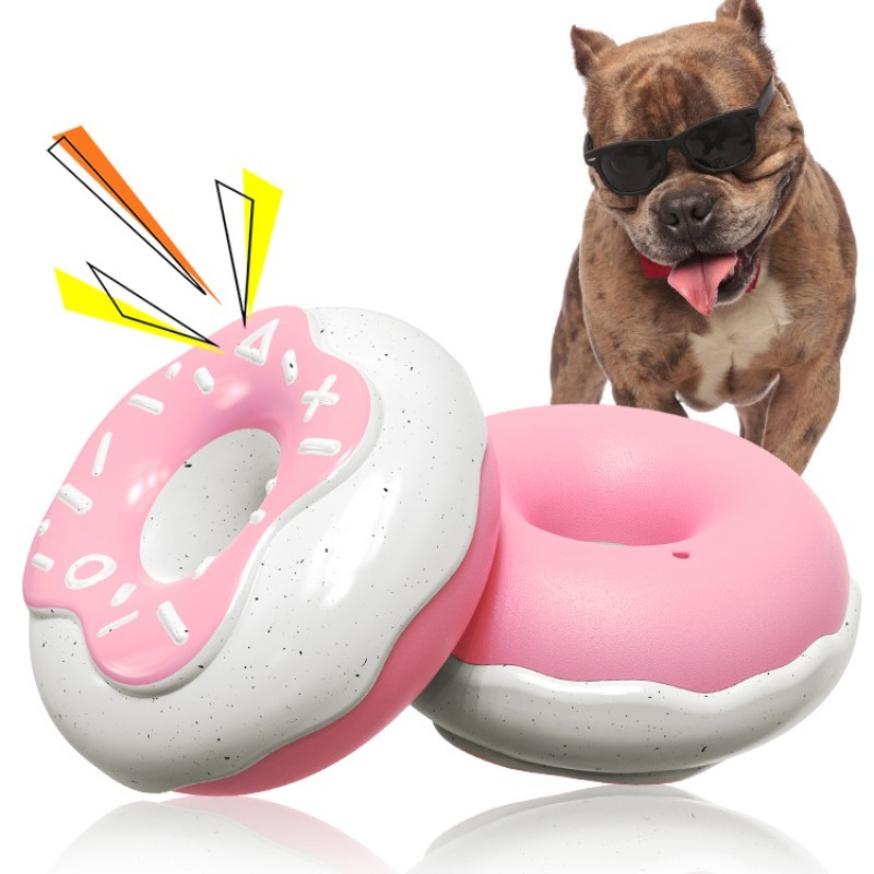 Donut Sounding Dog Chew Toy for Teeth Cleaning