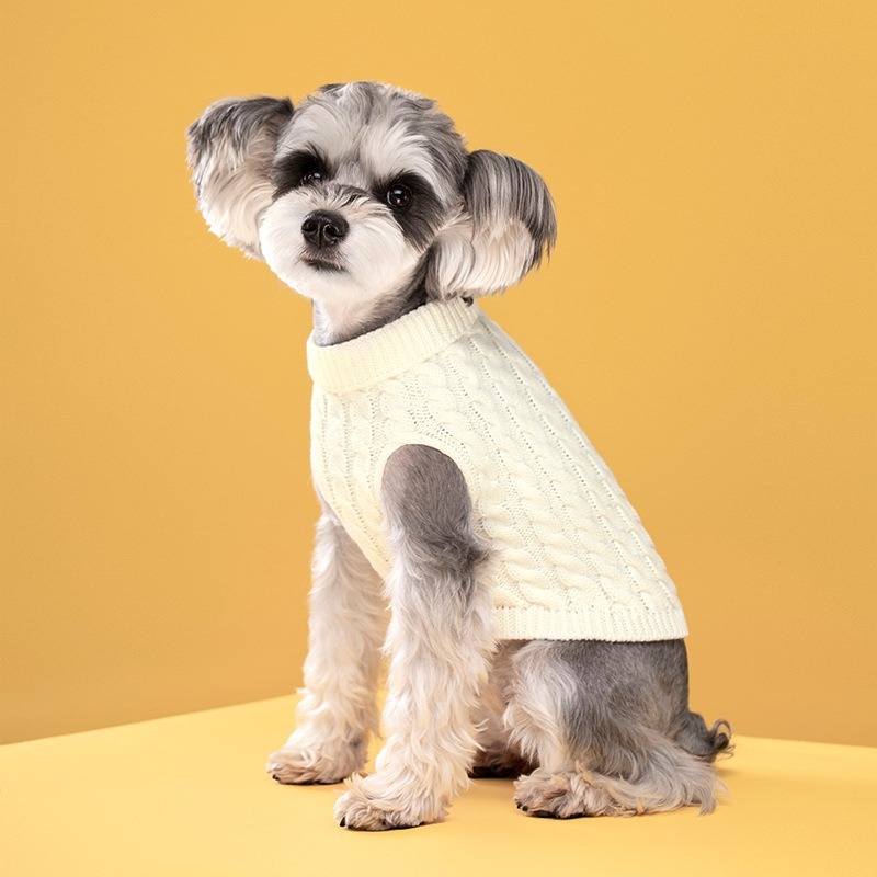 Solid Color Dog Warm Sweater for Autumn Winter
