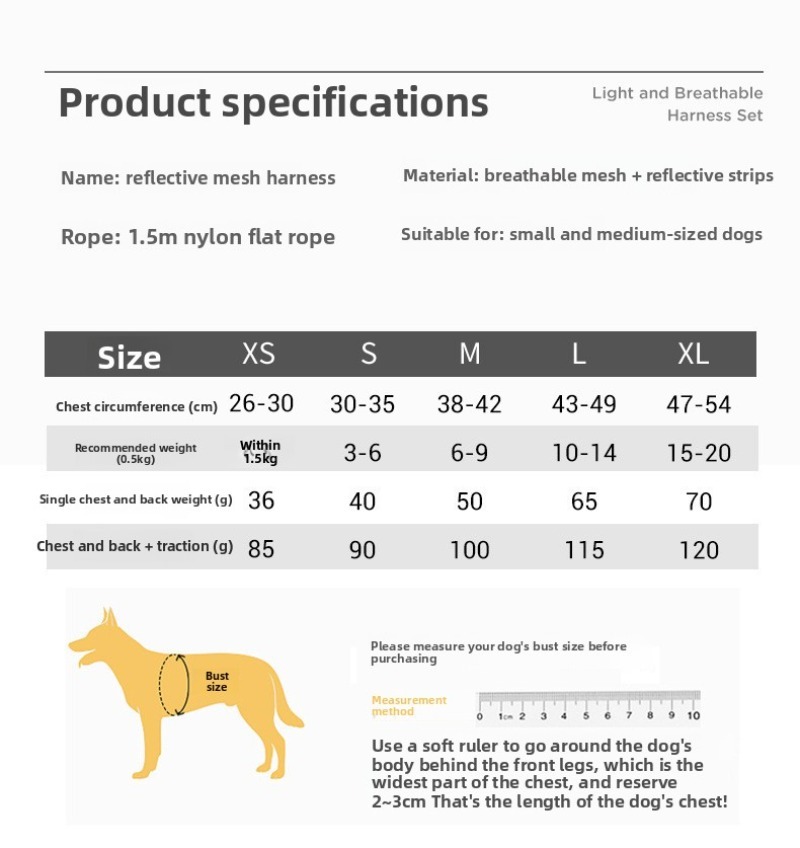 Dog Harness Leash Set Nylon Quick Release