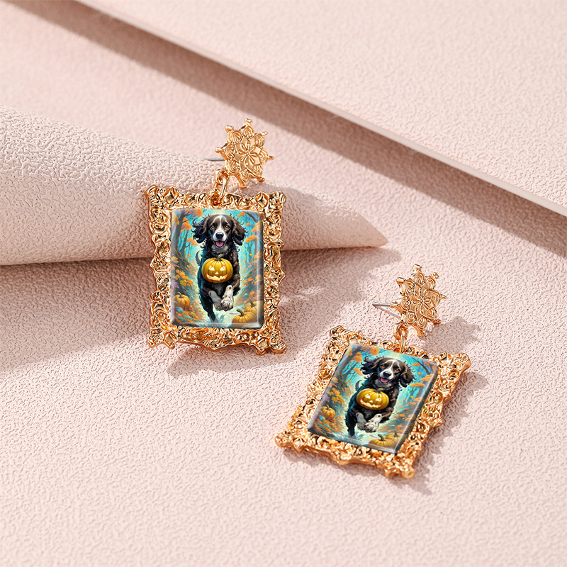 Metal pet earrings photo frame