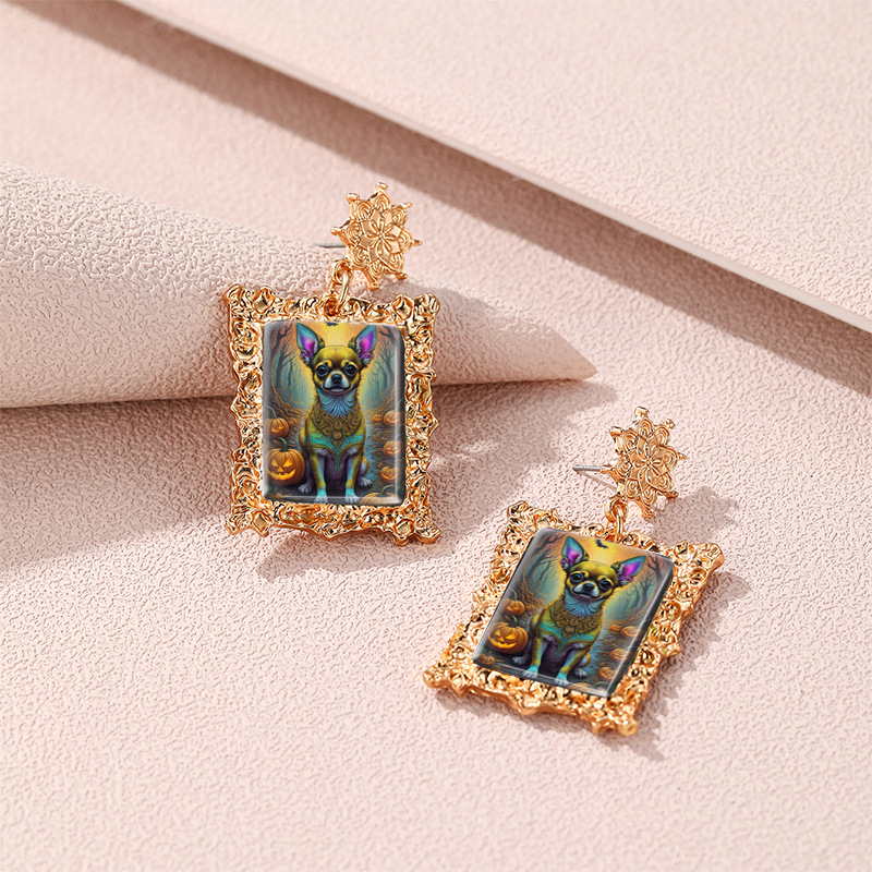 Metal pet earrings photo frame