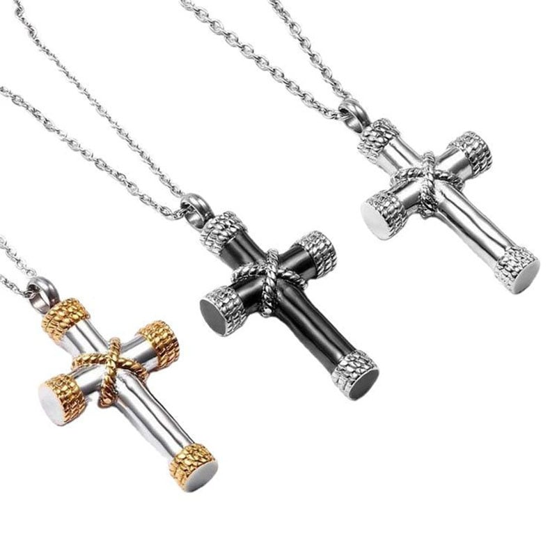 Cross Shape Memorial Pet Necklace Urn
