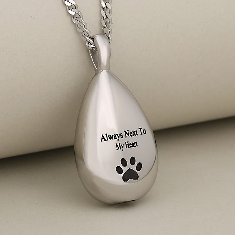 Personalized Pet Portrait Teardrop Urn Necklace