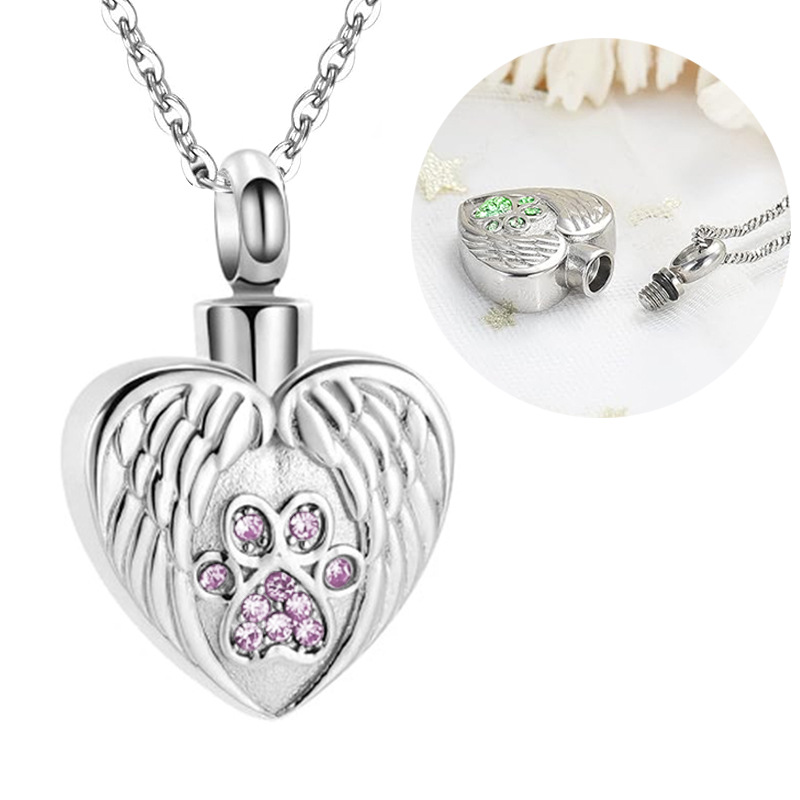 Angel Wings Pet Ashes Urn Necklace for Dogs