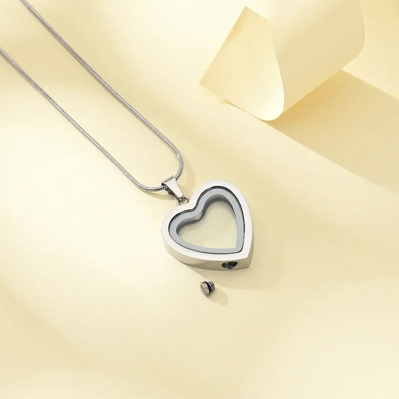 Openable Heart Shaped Glass Pet Urn Pendant