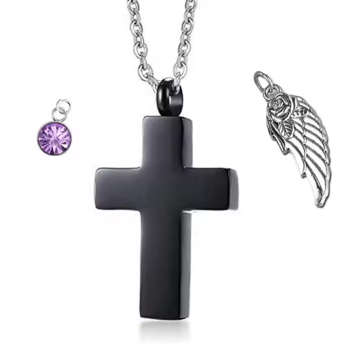 Cross Pendant Stainless Steel Pet Cremation Necklace