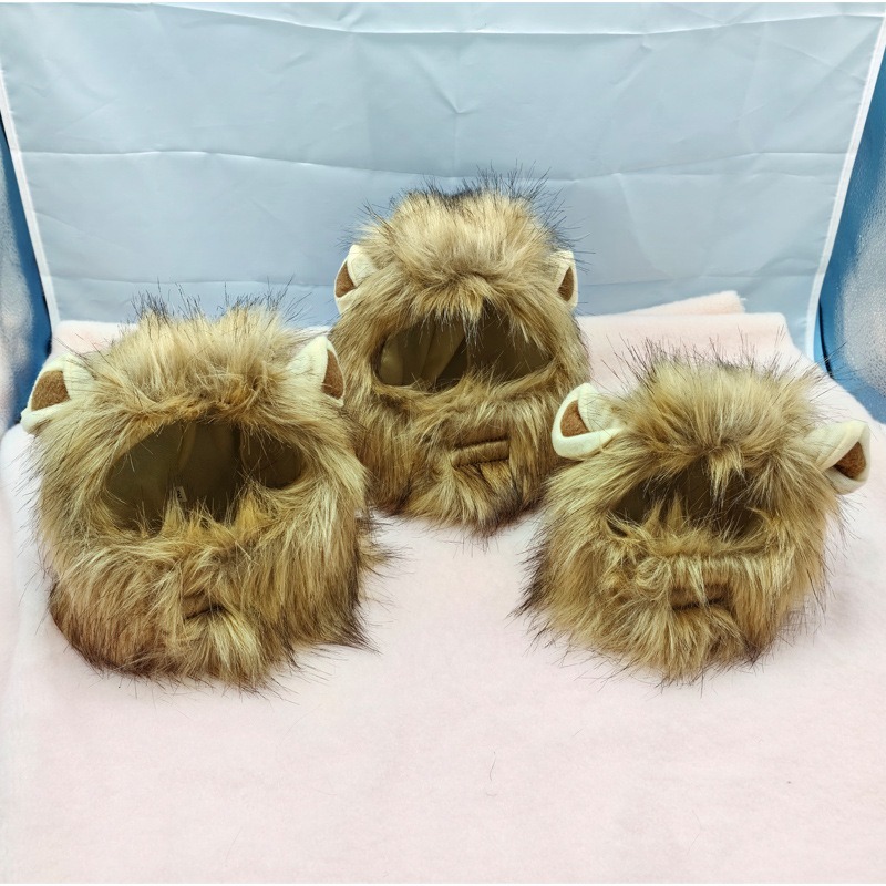 Funny Polyester Wig with Lion Ears for Pets