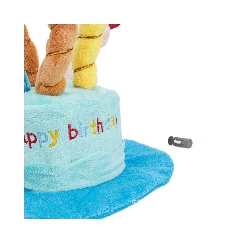 Soft 'Happy Birthday' Pet Party Hat with Candles