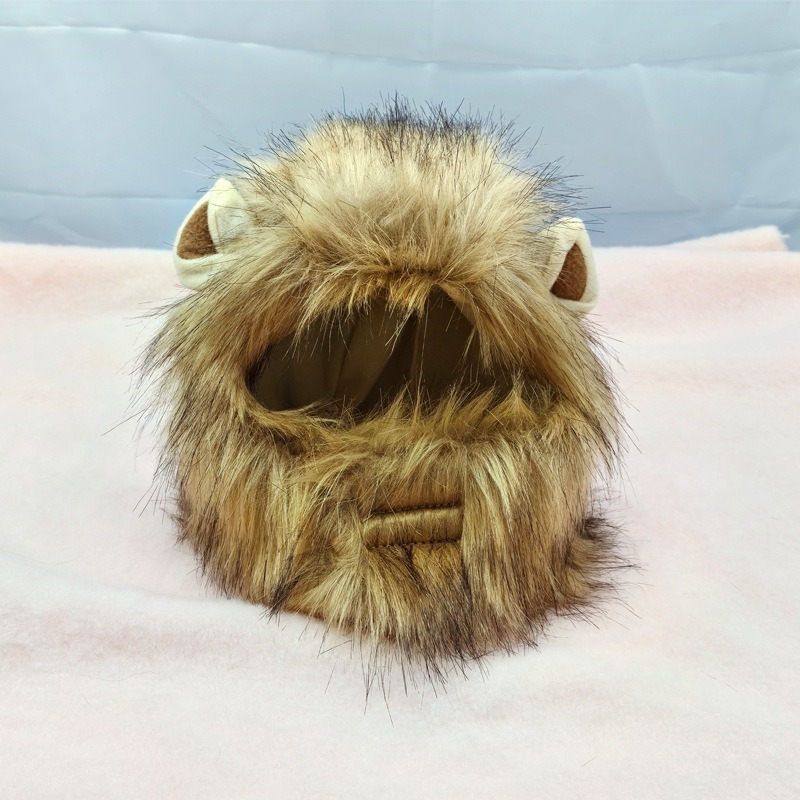 Funny Polyester Wig with Lion Ears for Pets