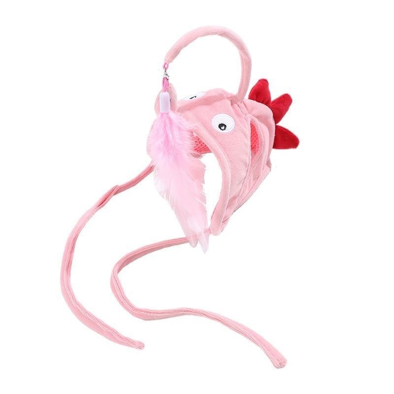 Long-Handle Feather Teaser Cat Toy with Hat