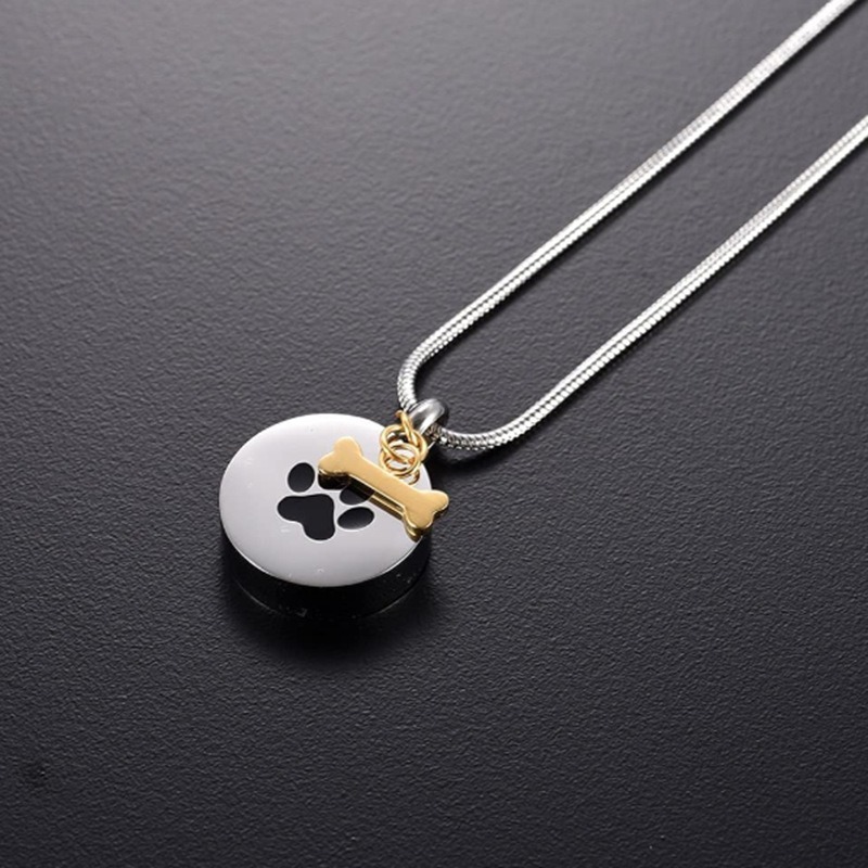 Round Paw Print Openable Pet Ashes Pendant Necklace