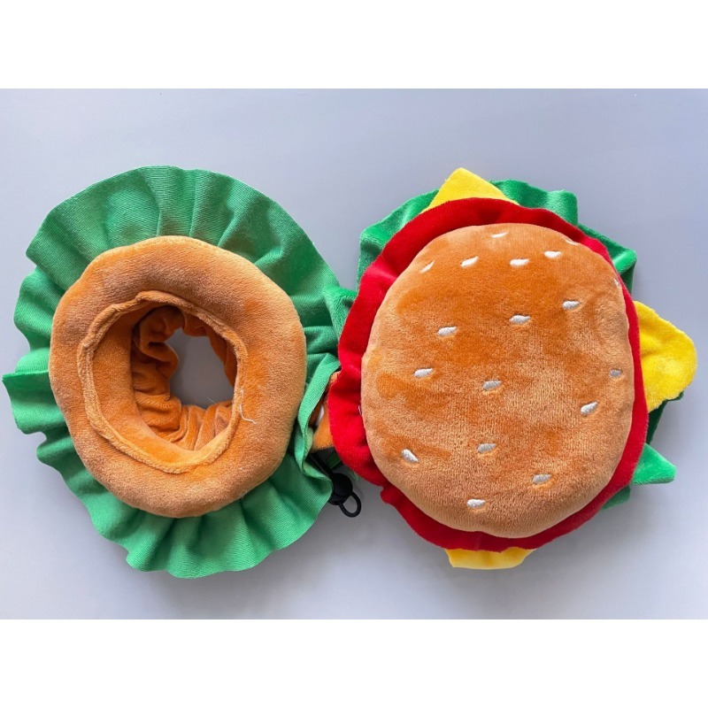 French Fries Bib with Burger Headgear for Cats