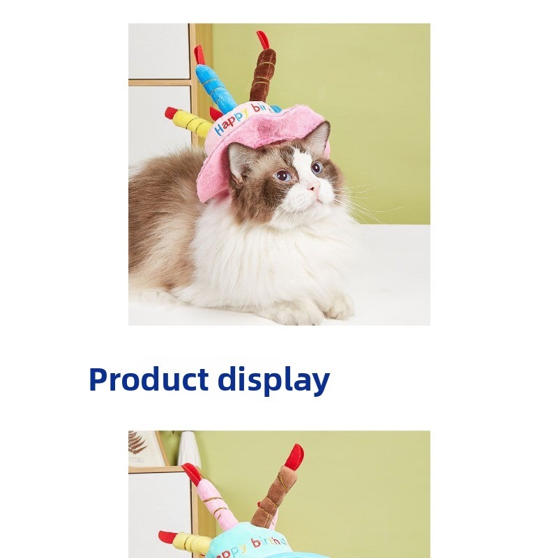 Soft 'Happy Birthday' Pet Party Hat with Candles