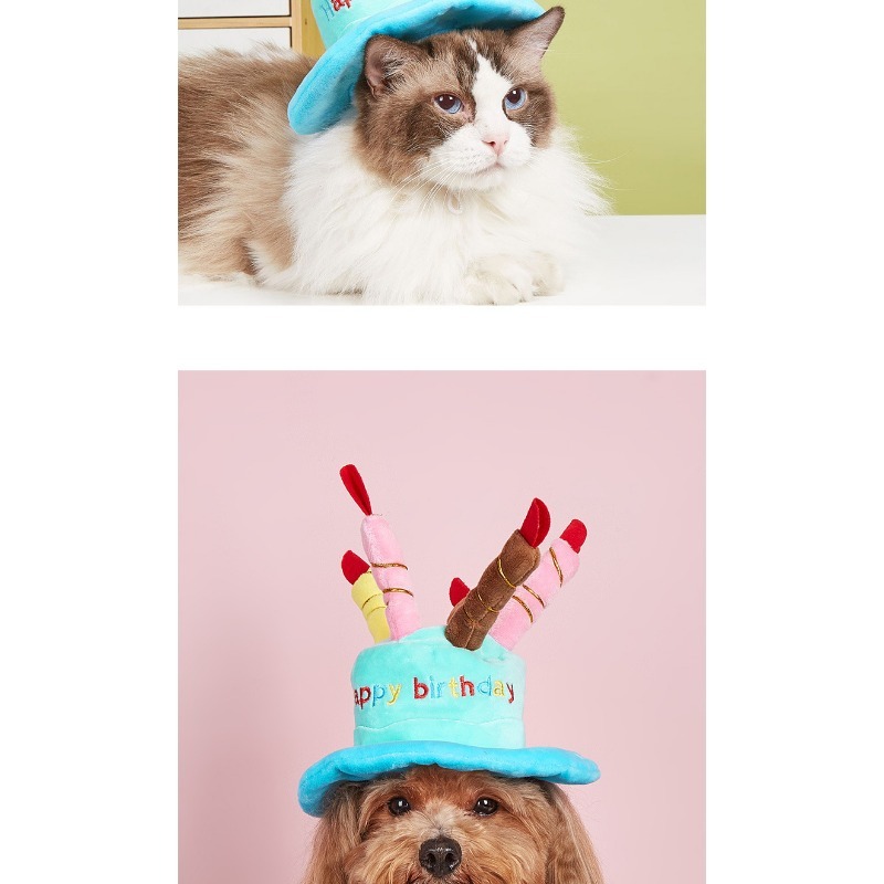 Soft 'Happy Birthday' Pet Party Hat with Candles