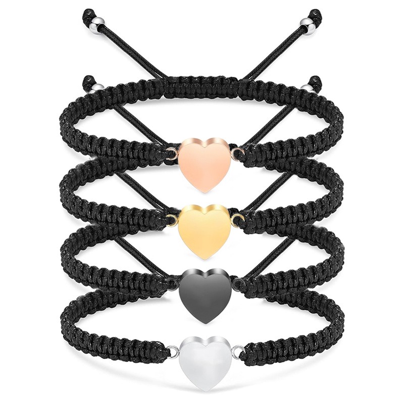 Black Woven Stainless Steel Pet Memorial Bracelet