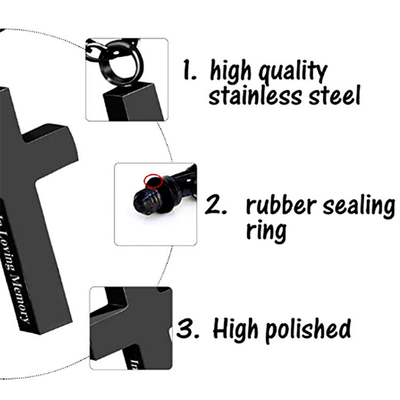 Cross Pendant Stainless Steel Pet Cremation Necklace