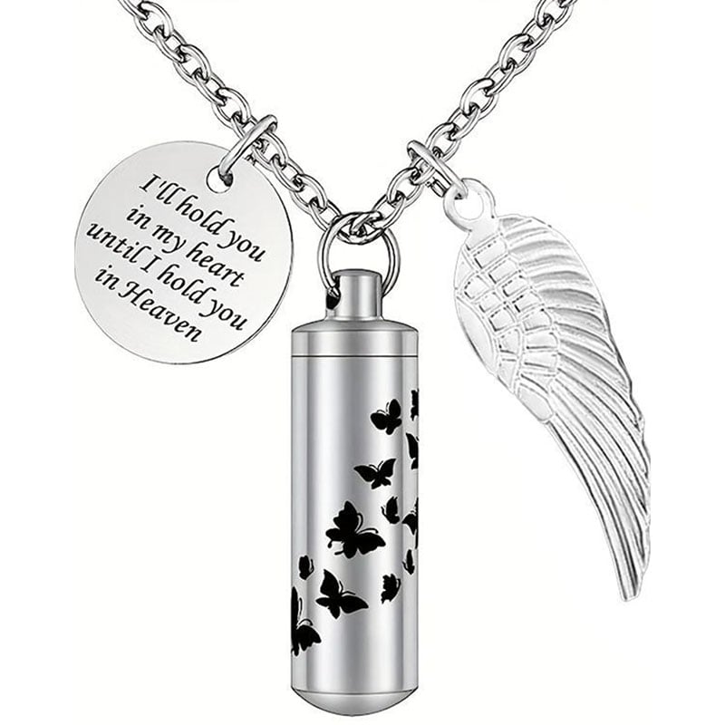 Butterfly Themed Cylinder Pet Urn Cremation Jewelry