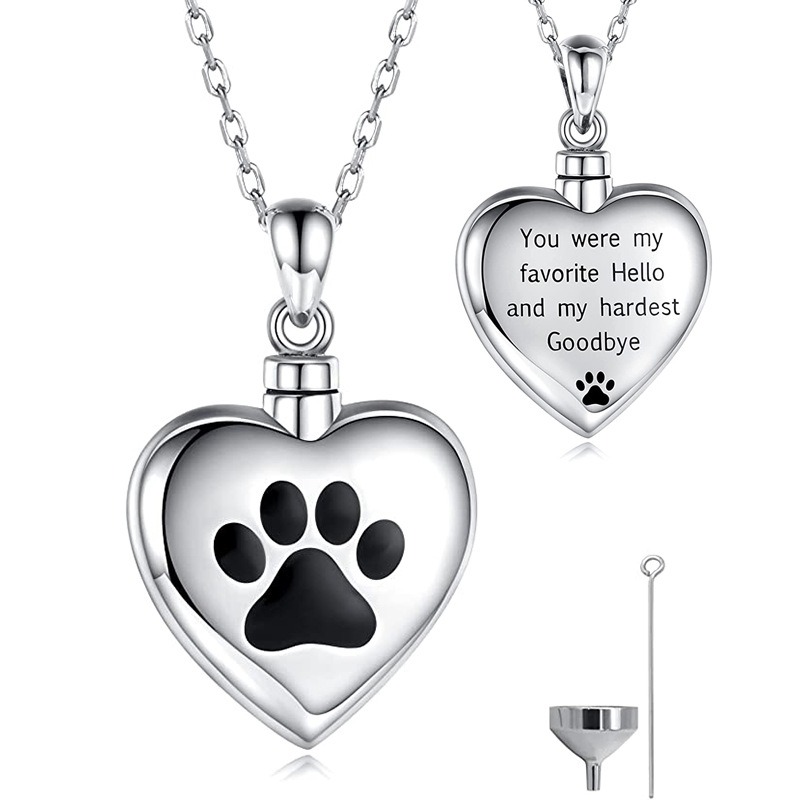 Dog Claw Heart Shaped Perfume Urn Pendant