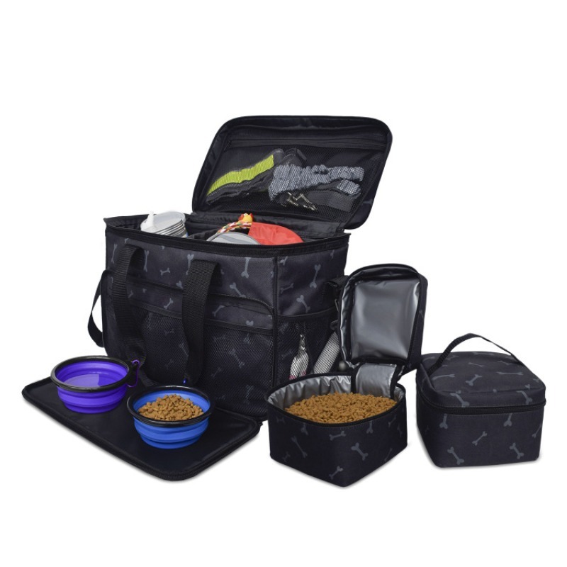 Collapsible Travel Kit Organizer with Pet Bowls