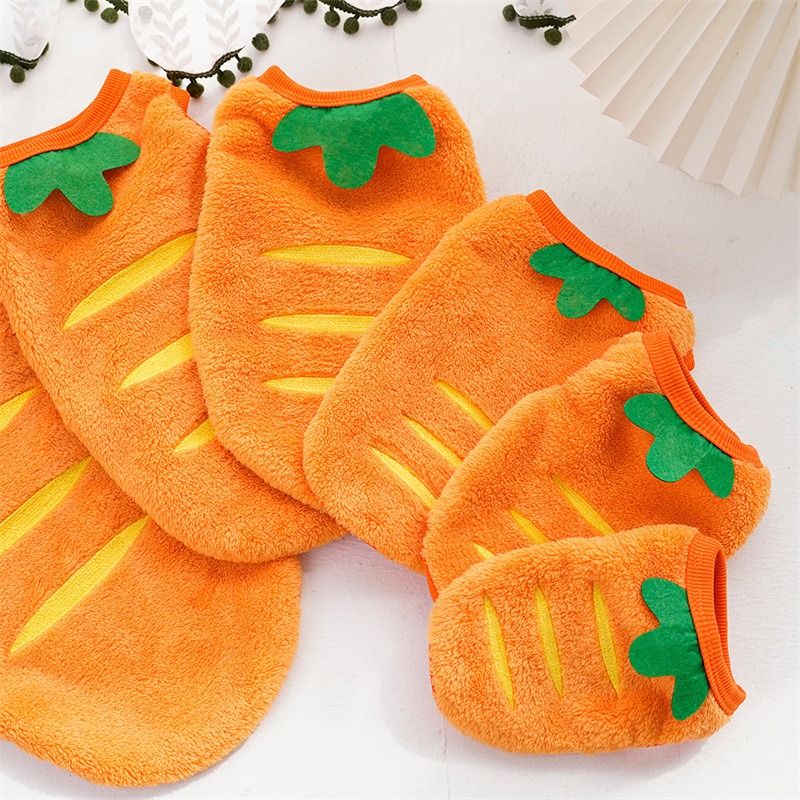 Flannel Carrot Pattern Vest for Cats in Winter