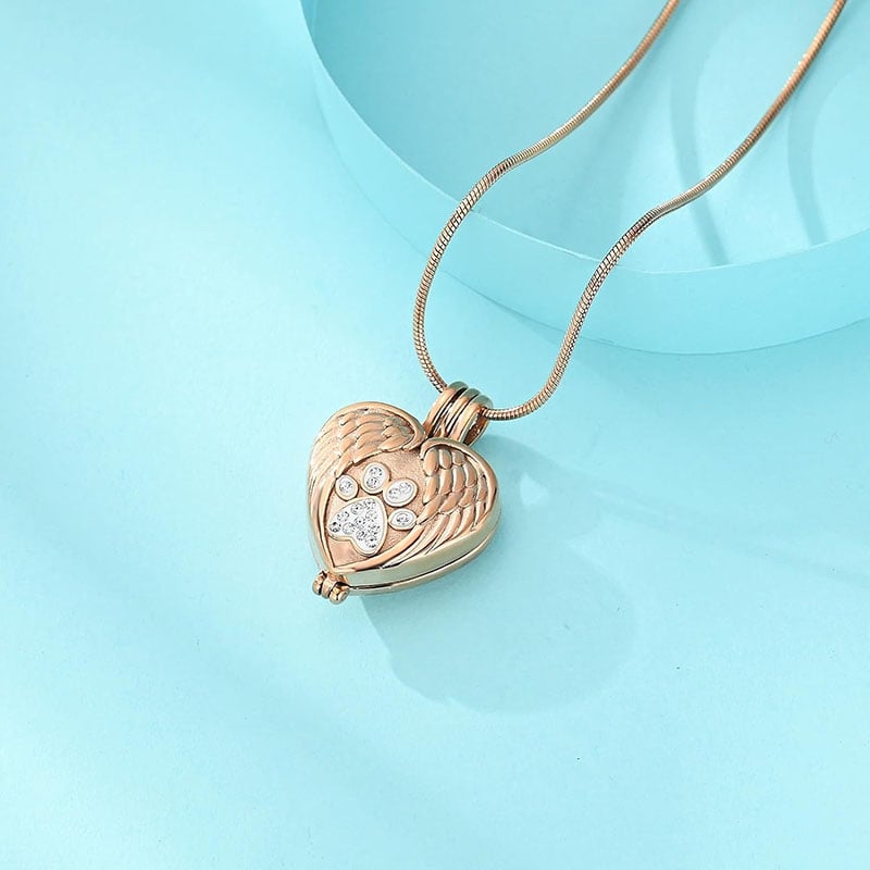Angel Wings Pet Ashes Urn Necklace for Dogs