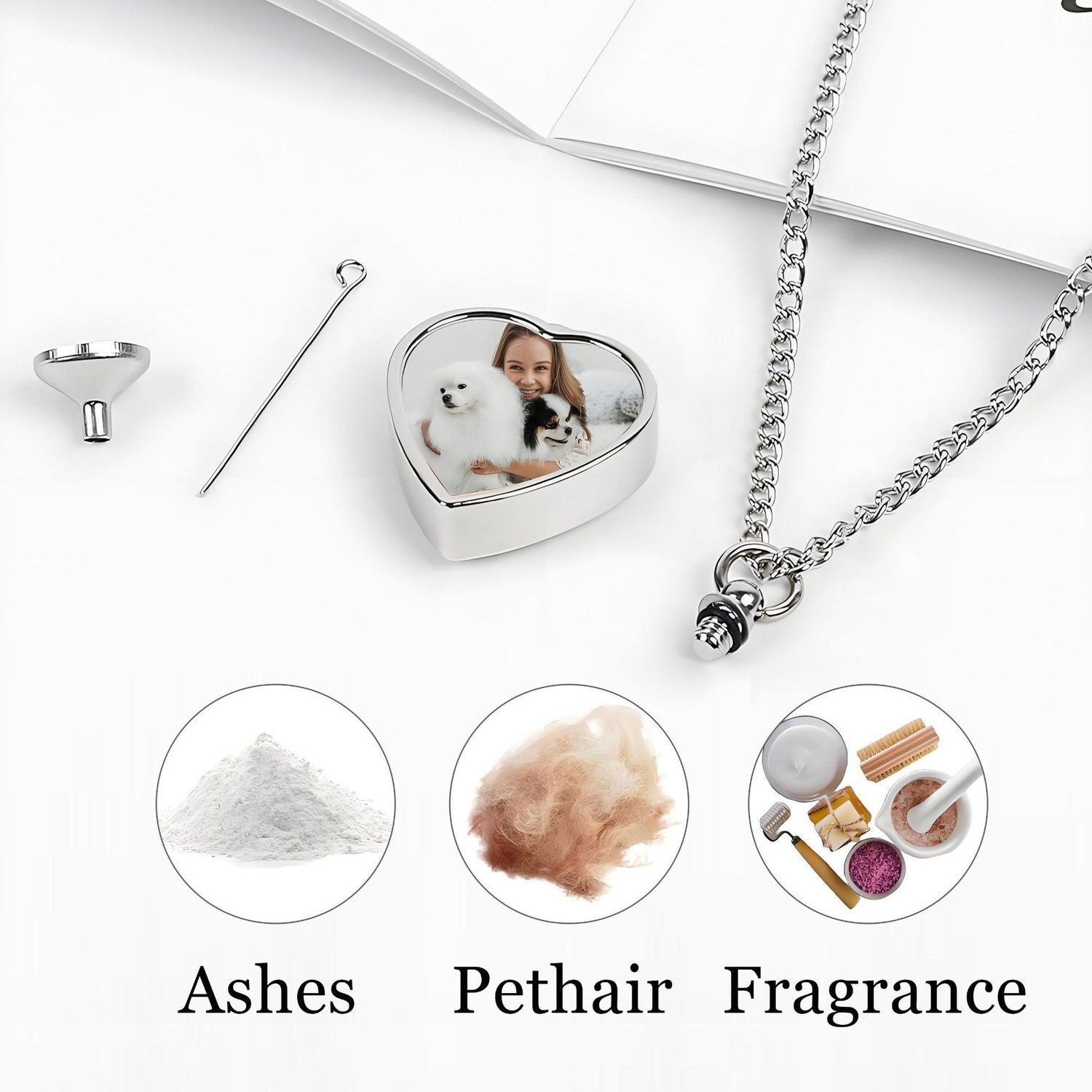 Personalized Photo Memorial Pet Ashes Link Pendant
