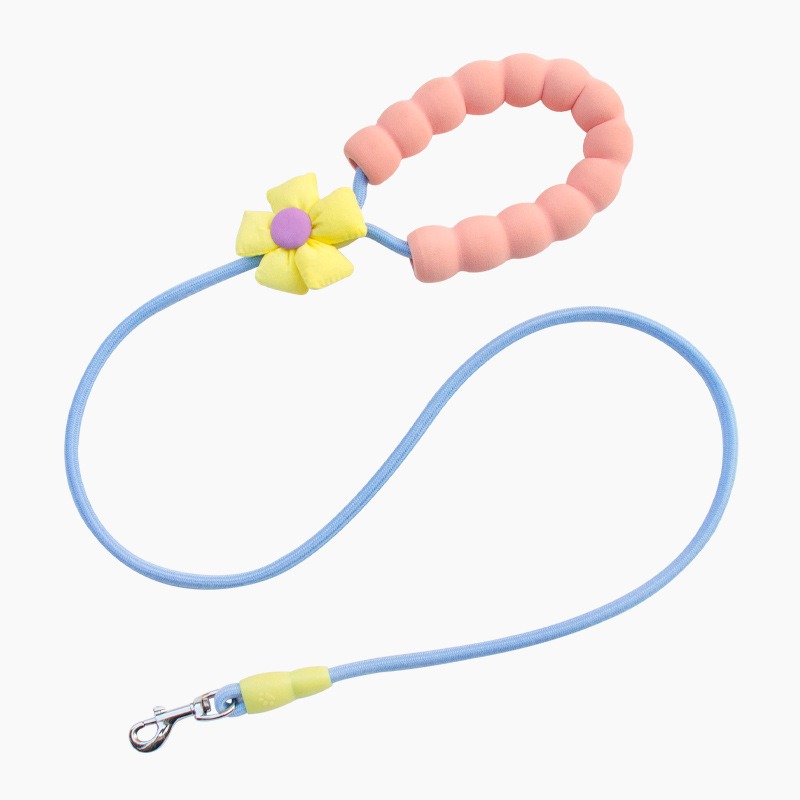 Flower Print Anti-Chew Nylon Dog Leash with Soft Handle