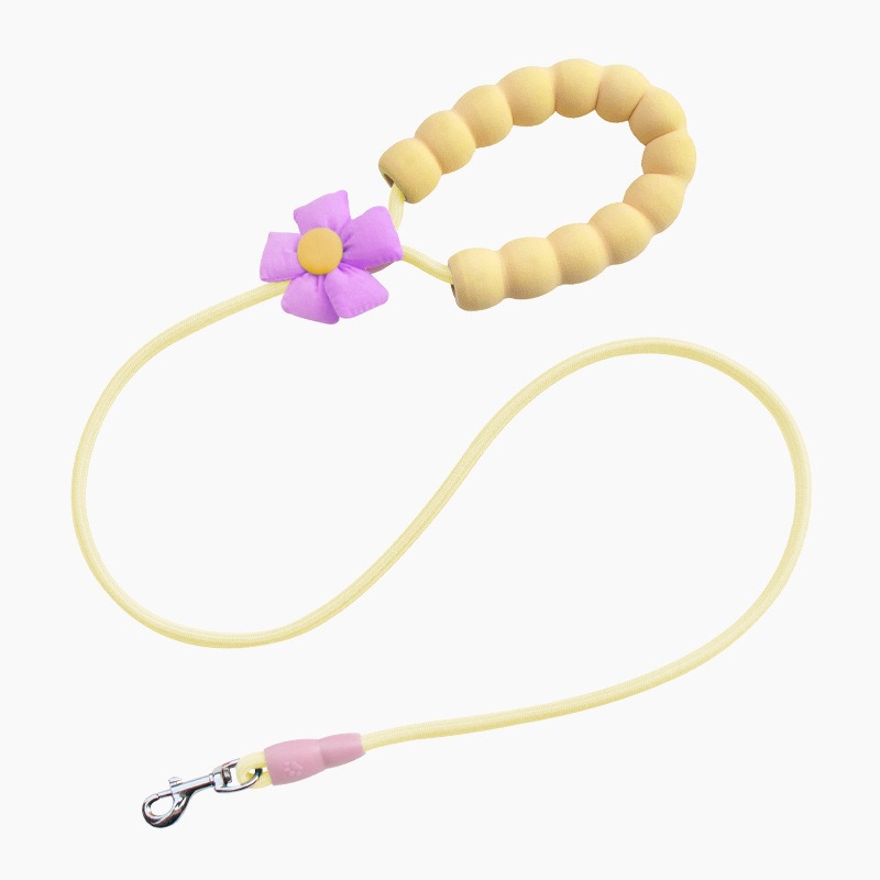 Flower Print Anti-Chew Nylon Dog Leash with Soft Handle