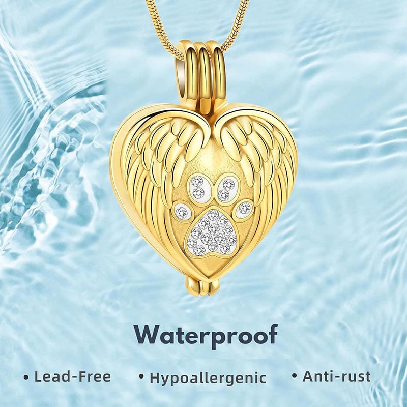 Angel Wings Pet Ashes Urn Necklace for Dogs