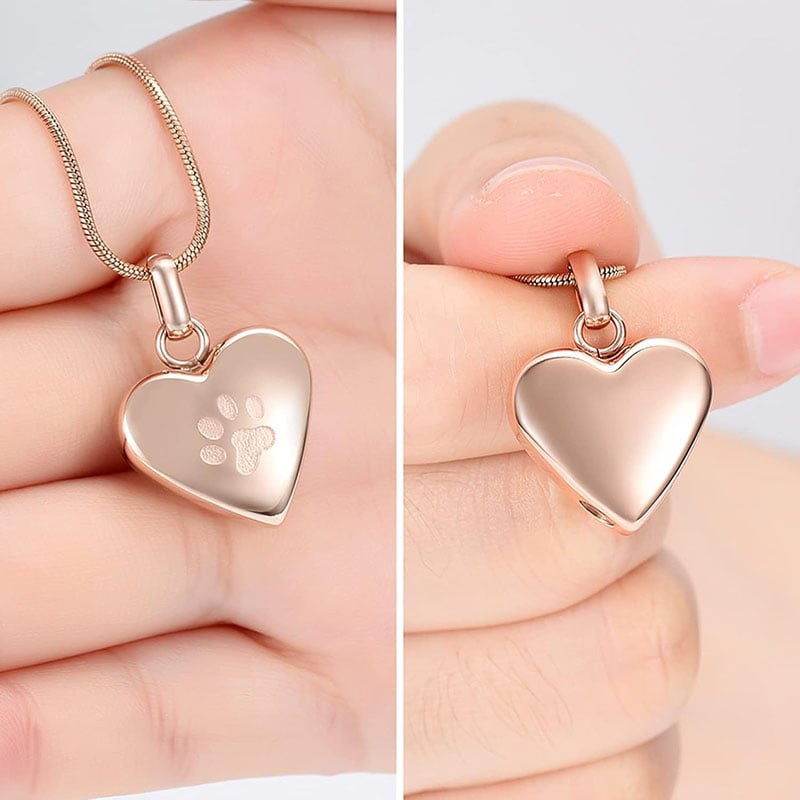 Pendant Paw Print Pet Heart Urn Necklace