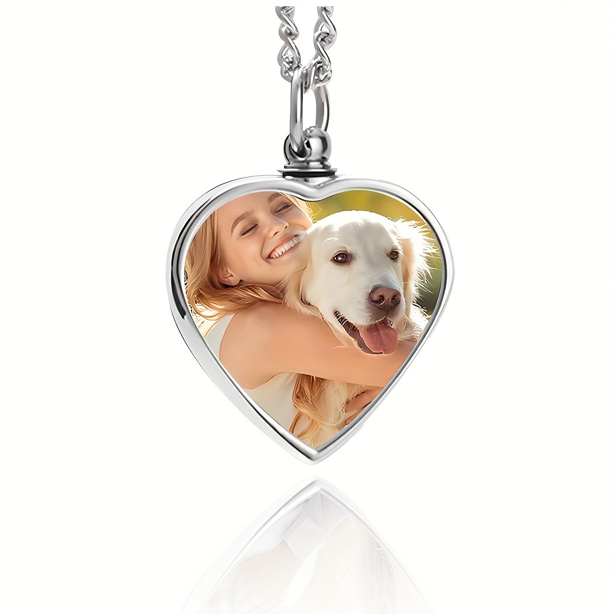 Personalized Photo Memorial Pet Ashes Link Pendant