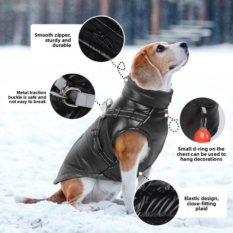 Winter Warm Coat with Harness for Small Dogs