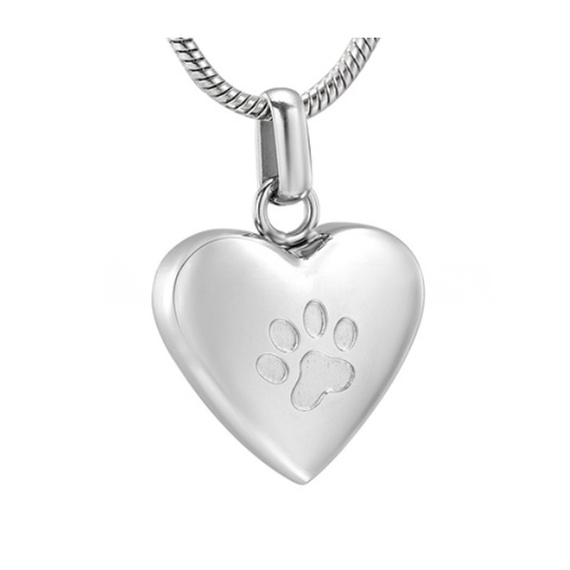 Pendant Paw Print Pet Heart Urn Necklace