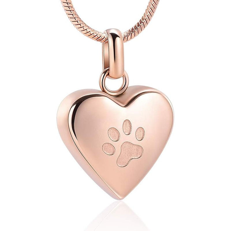 Pendant Paw Print Pet Heart Urn Necklace