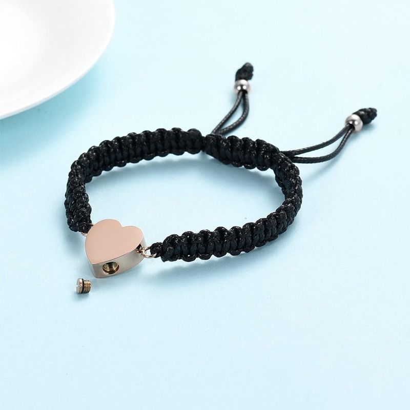 Black Woven Stainless Steel Pet Memorial Bracelet