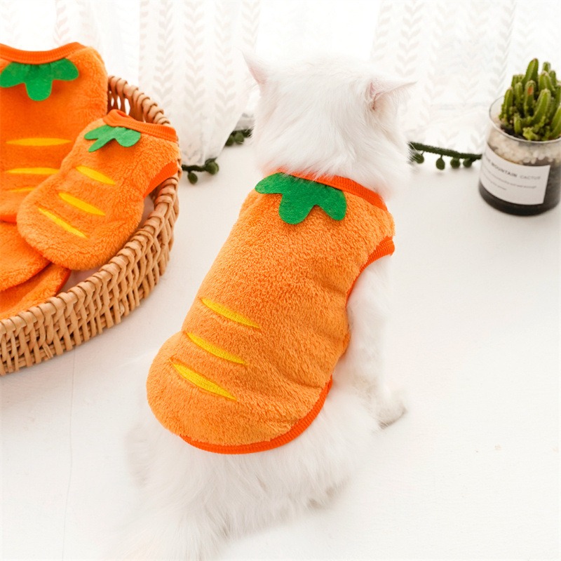 Flannel Carrot Pattern Vest for Cats in Winter