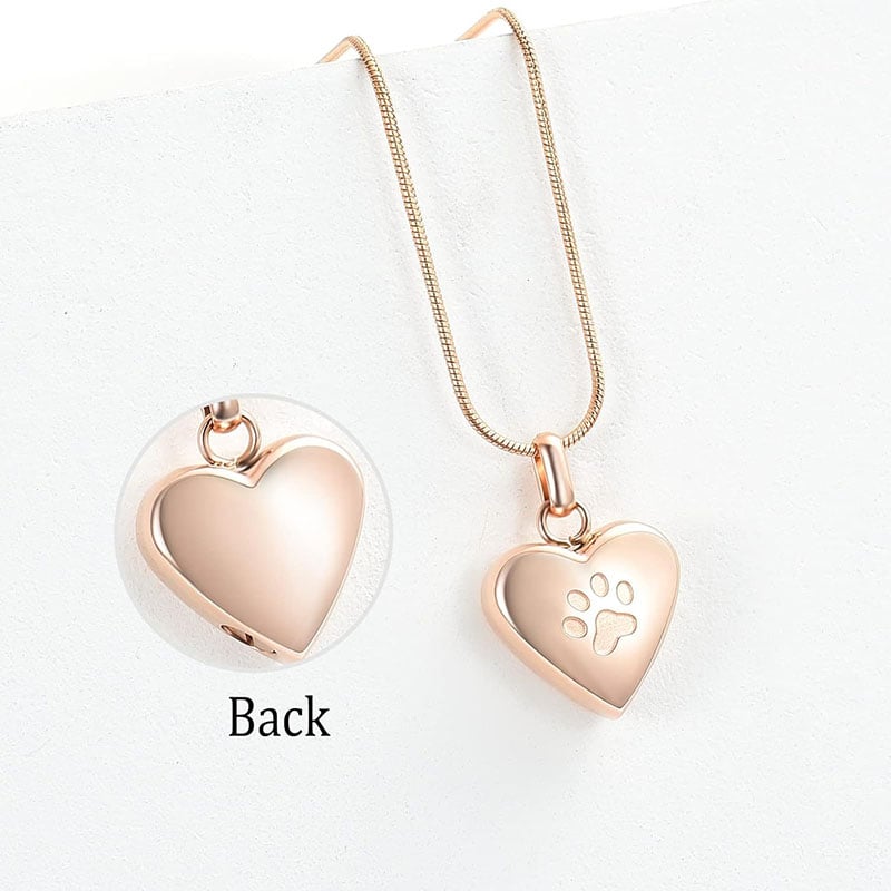 Pendant Paw Print Pet Heart Urn Necklace