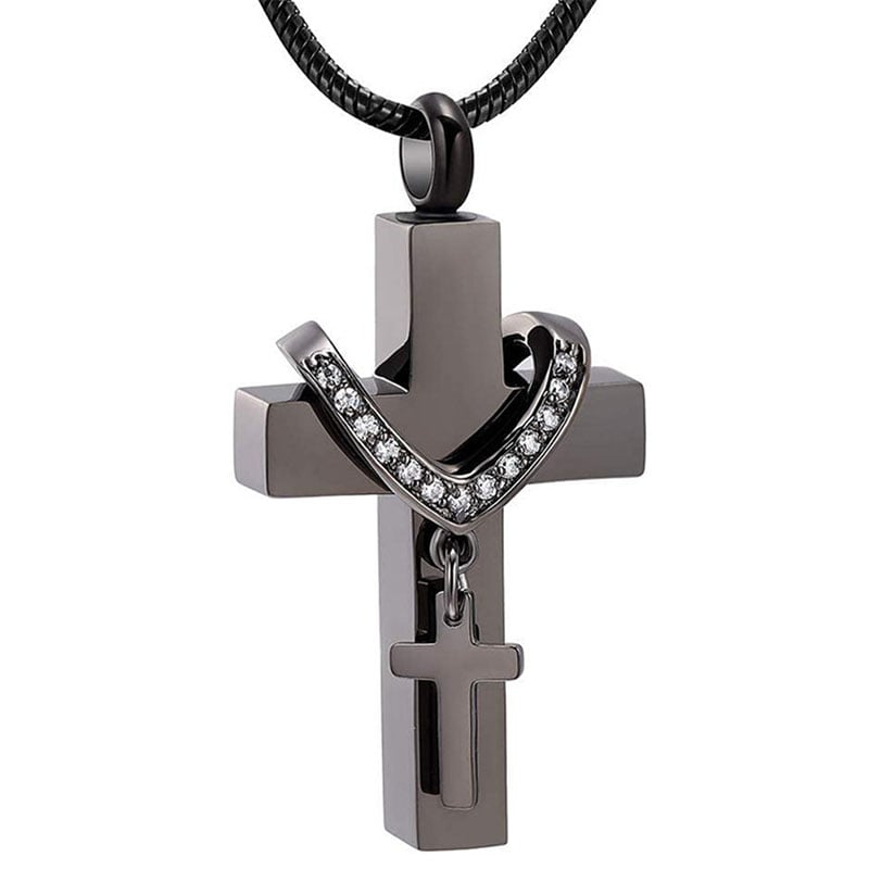 Memorial Cross Pet Ashes Stainless Steel Necklace