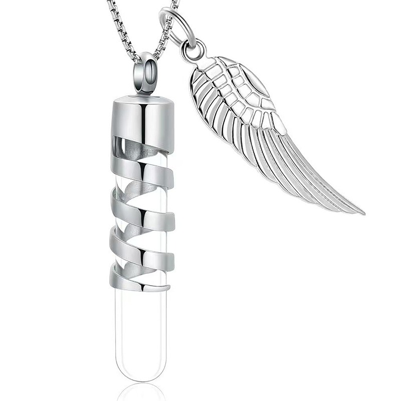 Cylindrical Glass Jar Memorial Urn Necklace