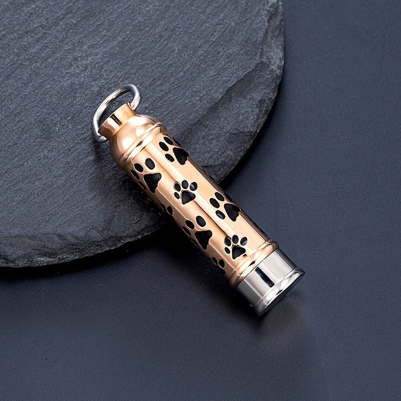 Commemorative Footprint Cylindrical Urn Necklace