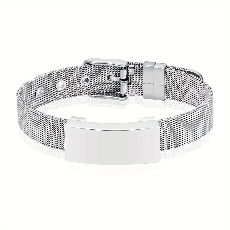 Adjustable Stainless Steel Pet Memorial Mesh Bracelet