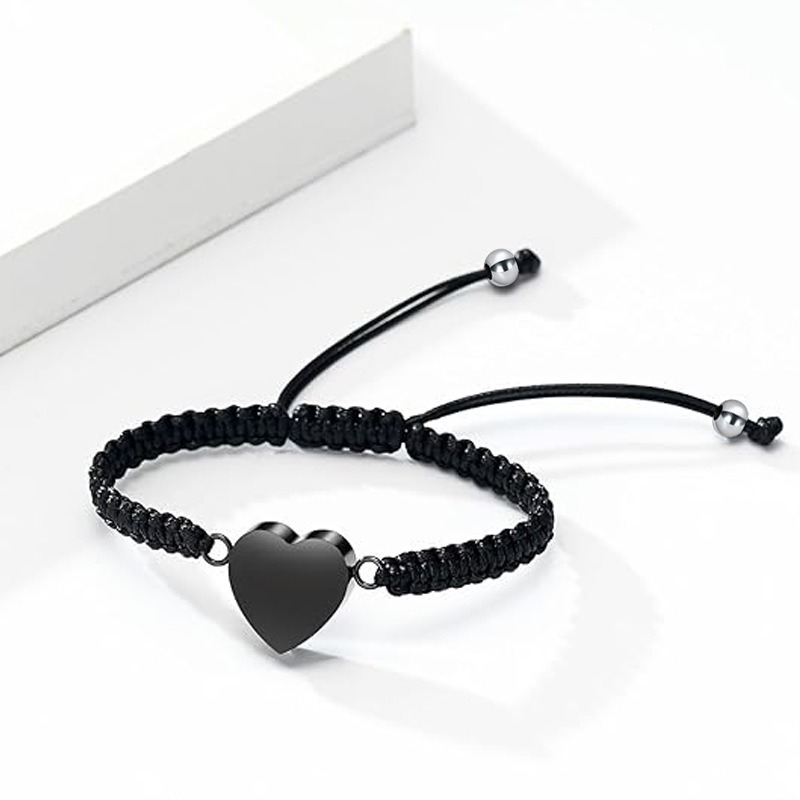Black Woven Stainless Steel Pet Memorial Bracelet