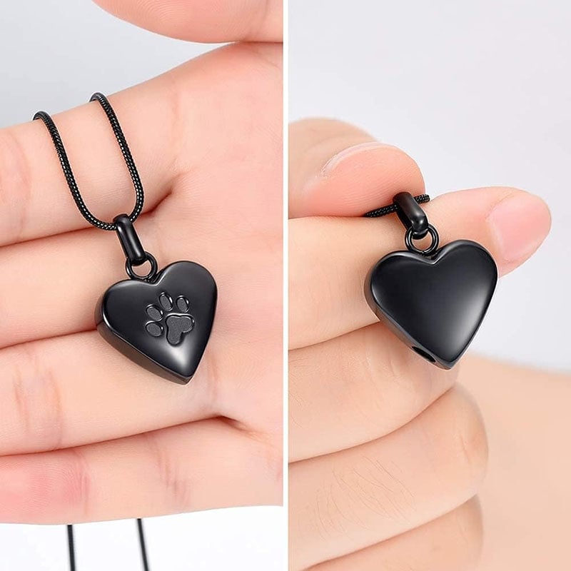 Pendant Paw Print Pet Heart Urn Necklace