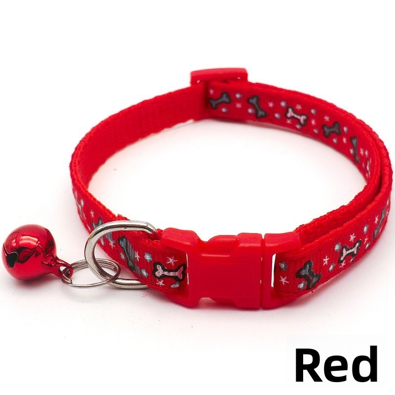 Leopard Print Nylon Pet Collar with Colored Bell