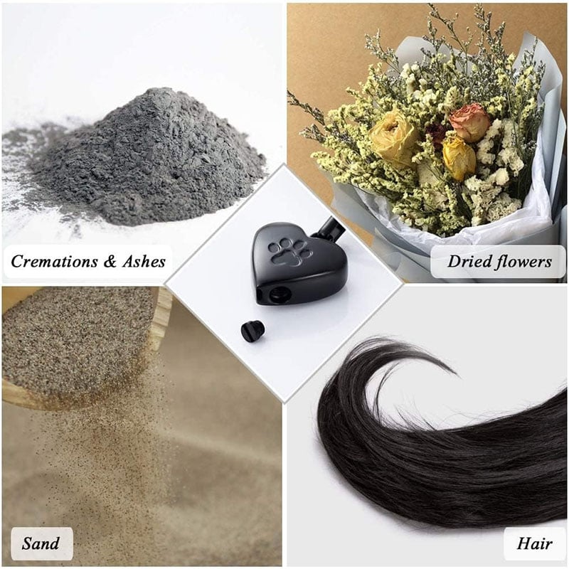 Pendant Paw Print Pet Heart Urn Necklace