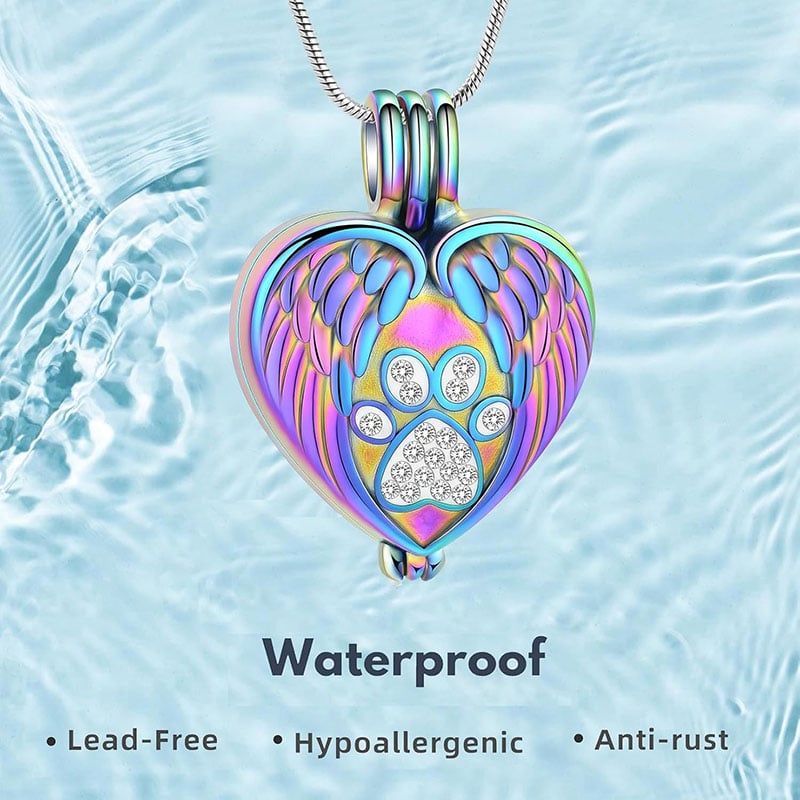 Angel Wings Pet Ashes Urn Necklace for Dogs