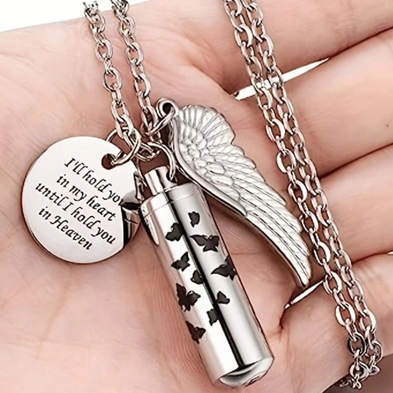 Butterfly Themed Cylinder Pet Urn Cremation Jewelry