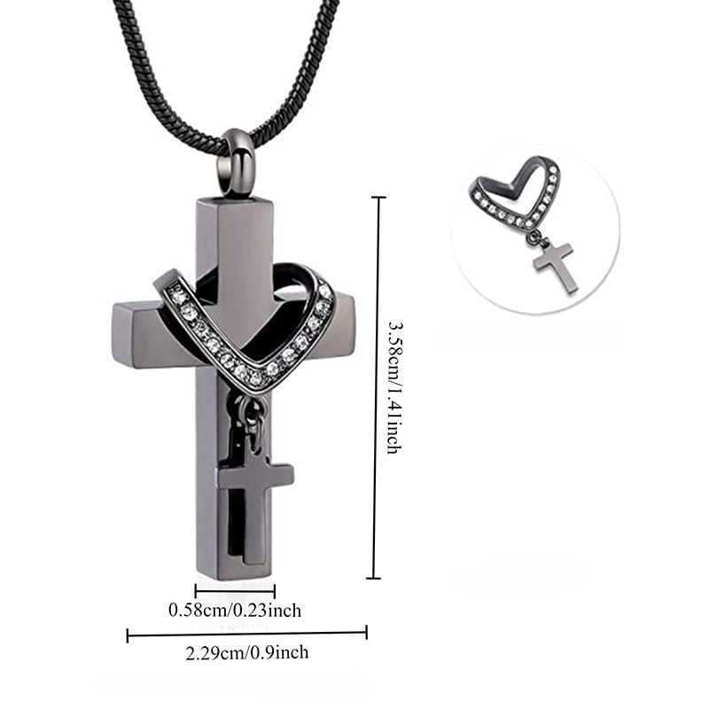 Memorial Cross Pet Ashes Stainless Steel Necklace
