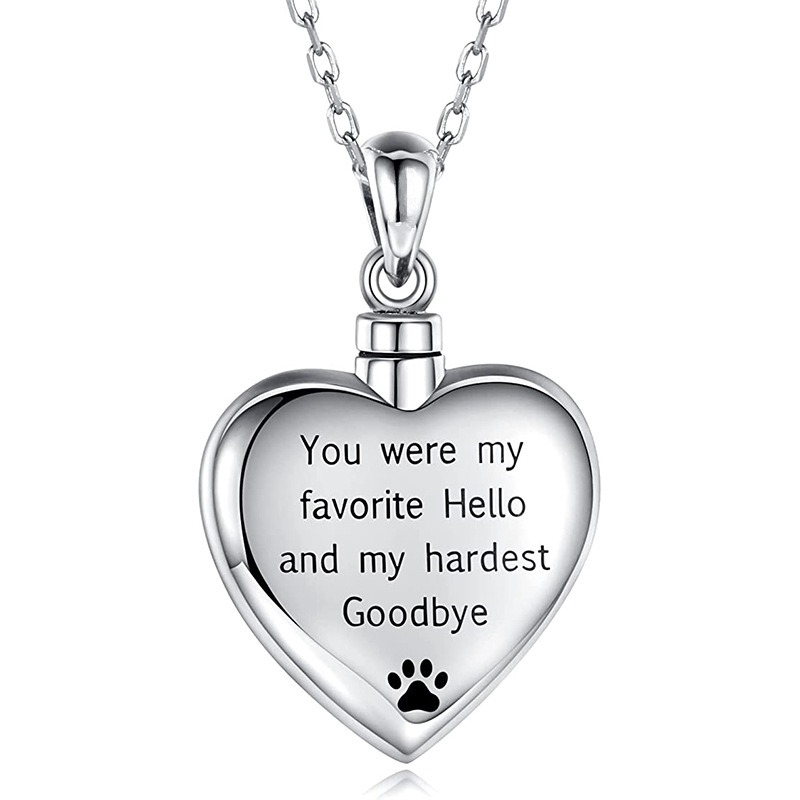 Dog Claw Heart Shaped Perfume Urn Pendant