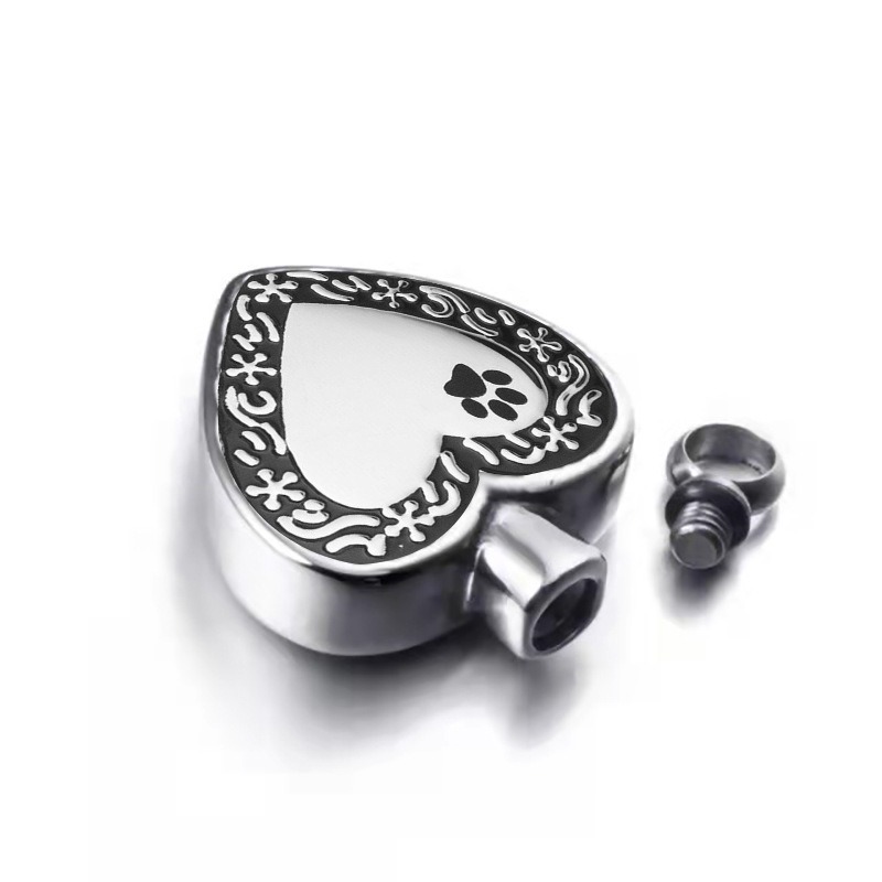 Heart Paw Print Perfume Bottle Memorial Pendant